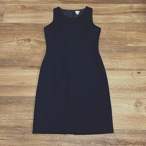 J Crew Sleevless Blue Wool Blend Fitted Dress Sz 4 Careerwear Office Party Dress